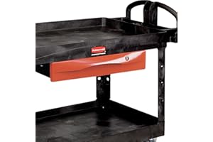 Rubbermaid Commercial Products Rolling Cart Lockable Drawer for Premium Universal Shelf Carts, Chrome, Secure Tools in Cart f