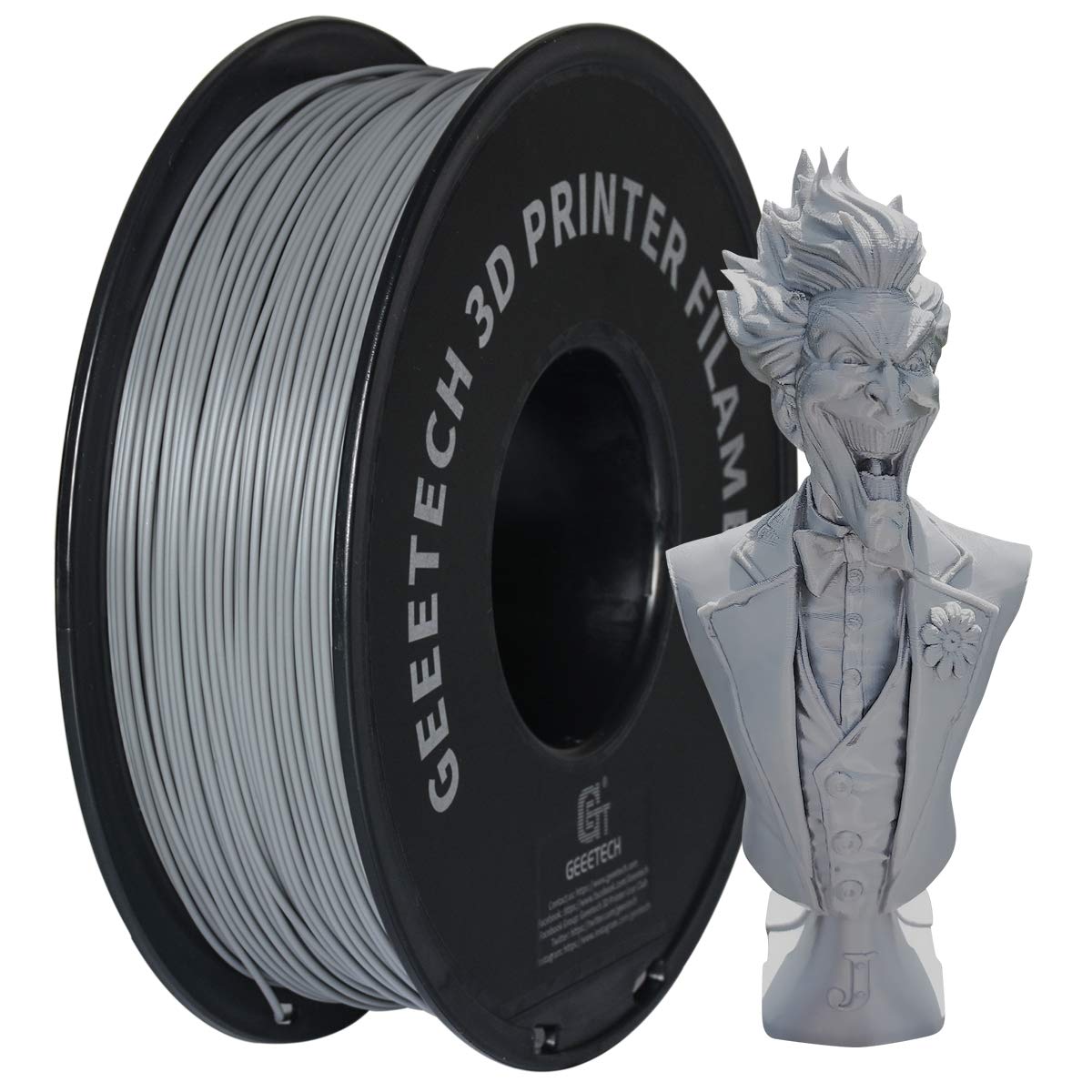 PLA Filament 1.75mm, GEEETECH New 3D Printing Filament PLA for 3D Printer and 3D Pen, 1kg 1 Spool (AA-Grey)