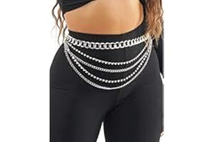 Bodiy Multilayer Waist Chain Belt Cuban Crystal Sparkly Belly Chains Rave Body Jewelry Accessories for Women and Girls