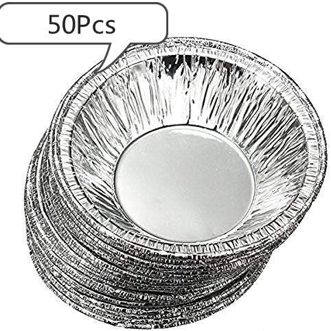 Weanty 50Pack Egg Tart Moulds Cupcake Cake Cookie Tartlet Tins Cups Molds Foil Pie Disposable Round Baking Foil Trays Tin-Jam Tart Cake BBQ Cases