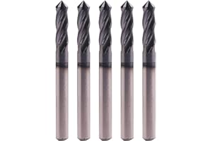 SEFHLI Solid Carbide Drill Mill Set(5Pcs, 3/16in), AlTiN Coated, 4 Flute, 90° Included Angle, 3/16" Cutting Dia, 3/16" Shank Dia, 5/8" LOC, 2" OAL For Milling Alloy Steel, Hardened Steel, Iron, Copper