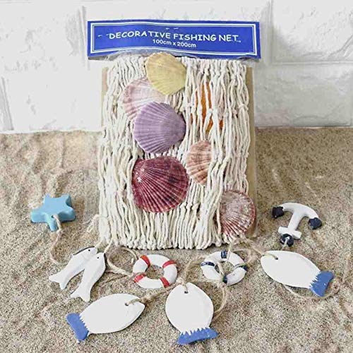Natural Fishing Net Decor With Shells 79 Inch Beach Theme Decor