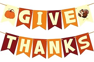 LXDNBGO Thanksgiving Decorations - GIVE THANKS Banner, Friendsgiving Party Decorations, Thanksgiving Decor for Room Office Bedroom Mantel Wall Bulletin Board