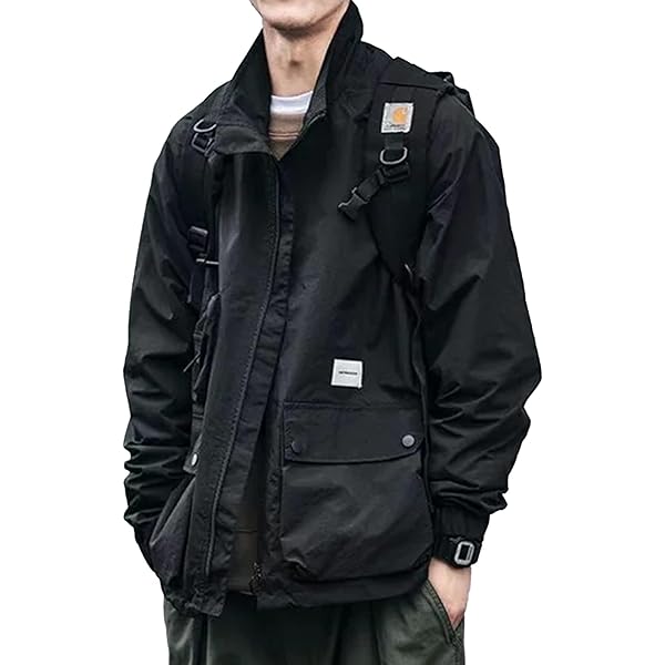 hajiko27ページ✨ XYXIONGMAO Men's Bomber Jacket Hooded Hip Hop Cyberpunk