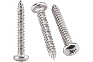 ROYCEMART #10 x 1-1/4" (50 Pack) Stainless Steel Phillips Pan Head Wood Screws, Stainless Steel 304 (18-8), Pan Head Sheet Metal Screws Self Tapping for Wood