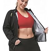 Drehhen Sauna Jackets for Women Plus Size Long Sleeves Zipper Sauna Shirt Sweat Body Shaper for Workout Gym Exercise
