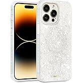 SCORPIFY for iPhone 15 Pro Case [Compatible with MagSafe] with White Pearl Design, Cute Clear Magnetic Phone Cover for Women Girls and Men, Slim Bumper with Mother of Pearl Shell Pattern