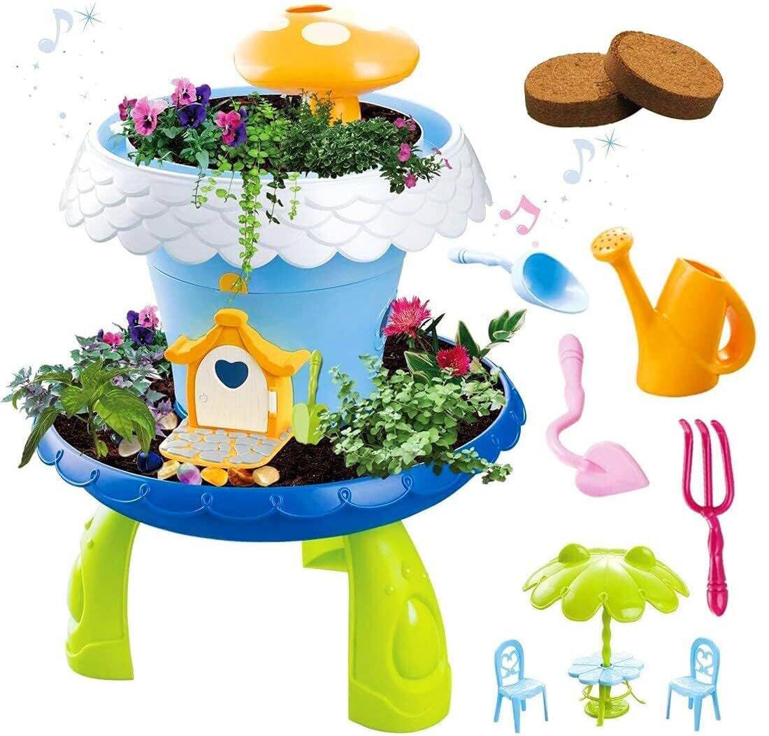deAO Fairy Tale DIY Miniature Gardening Magical Cottage Play Set and Gardening Accessories for Kids Boys and Girls