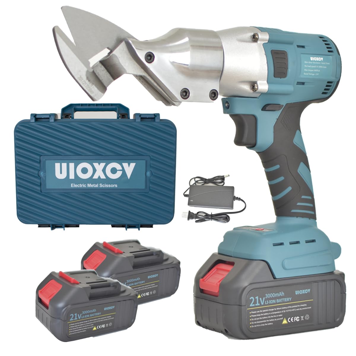 Photo 1 of Electric Metal Scissors, Cordless Metal Shears for Cutting Sheet, Iron, Upholstery, Carpet, Leather, Cardboard with 2pcs 3000mAh Batteries, Charger, Carry Case