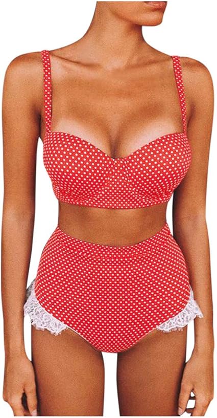maillot de bain taille haute rouge
