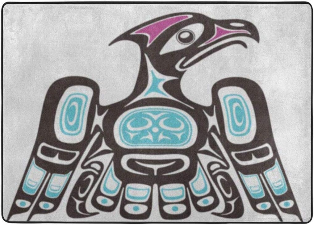 Raditional Bright Colorful Area Rug, Carpet 8460 in-Native Mythological Eagle Alaska American Canadian Indian Aboriginal