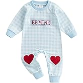 Bagilaanoe Infant Baby Boy Valentine’s Day Outfit Clothes Plaid Long Sleeve Romper One Piece Jumpsuit Pants