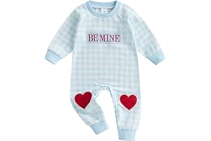 Bagilaanoe Infant Baby Boy Valentine’s Day Outfit Clothes Plaid Long Sleeve Romper One Piece Jumpsuit Pants