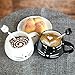 Koolkatkoo Cute Cat Mug Ceramic Coffee Mugs Set Gifts for Women Girls Cat Lovers Funny Small Cup with Spoon 12 oz Black and White