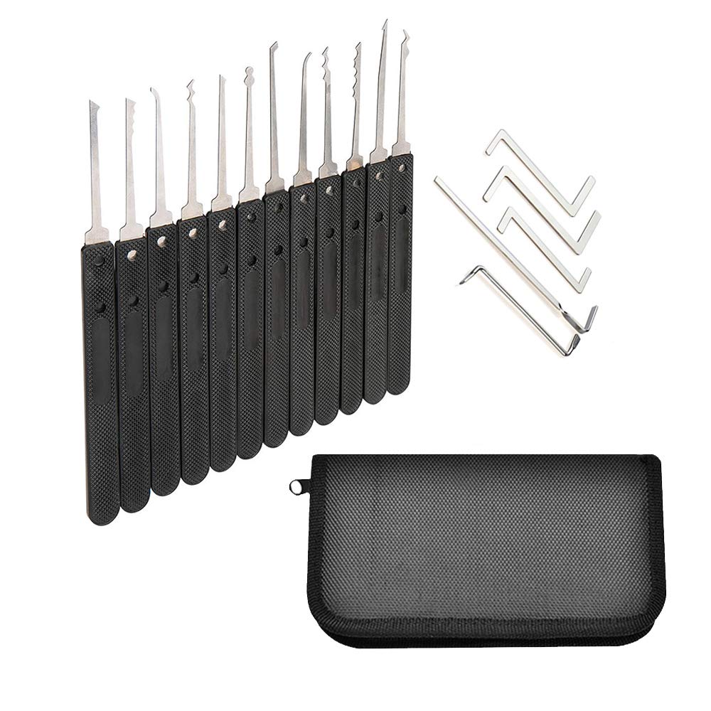 Loboo Idea 17-Piece Lock Pick Set/Lock Picking Kit/Lockpicking Key Extractor Tool with Leather Wallet Bag for Beginners and Locksmith Training