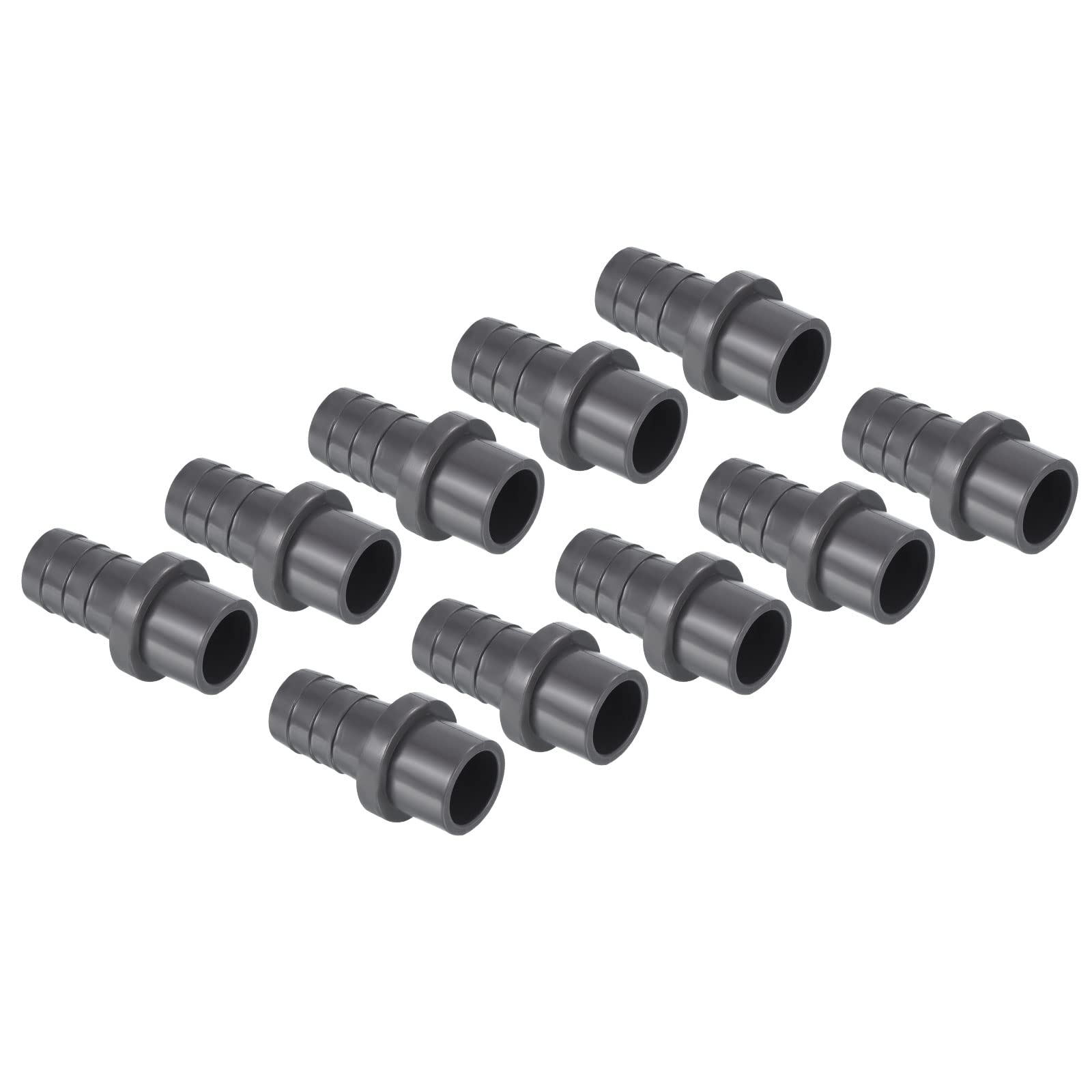 PATIKIL UPVC Reducer Pipe Fitting 20mm OD 17mm Barbed, 10 Pack Straight Coupling Adapter Connector, Grey