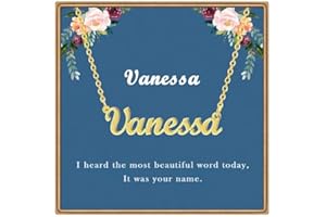 Ldurian Name Necklace Personalized | Name Pendant Necklace Christmas Gifts | 14K Gold Dainty Name Plate Necklaces Birthday Jewelry Gift for Teen Girls