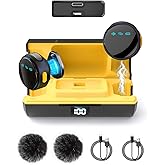 2Pack Wireless Lavalier Microphone for iPhone 16/15 Pro Max iPad Android with Charge Case, Mini Clip/Magnetic Microphones for Lightning/USB-C Video Recording, Vlogging, YouTube, Interviews, 100FT