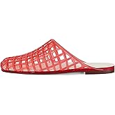 GTBINGGO Women's Red Jelly Mesh Slides, Comfortable Flat Slip On Sandals, Casual Summer Beach Slippers