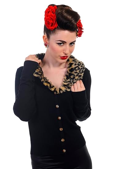 Retro Style Cardigan 50´s Women's Leopard Collar Rockabilly