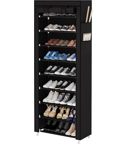 Agasy 6-Tier Portable Shoe Rack With Cover - Free Standing Shoe Organizer, Grey Non-Woven Fabric - View #4
