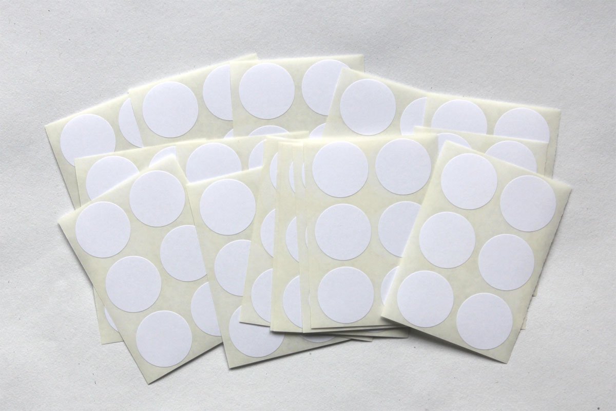 100 White Round Stickers - Sticky Coloured Self Adhesive Labels for Colour Coding