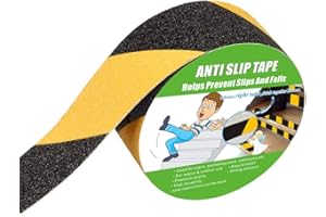 YORWE Anti Slip Tape, High Traction,Strong Grip Abrasive, Not Easy Leaving Adhesive Residue, Indoor & Outdoor (2" Width x 190" Long, Hazard - Black and Yellow)