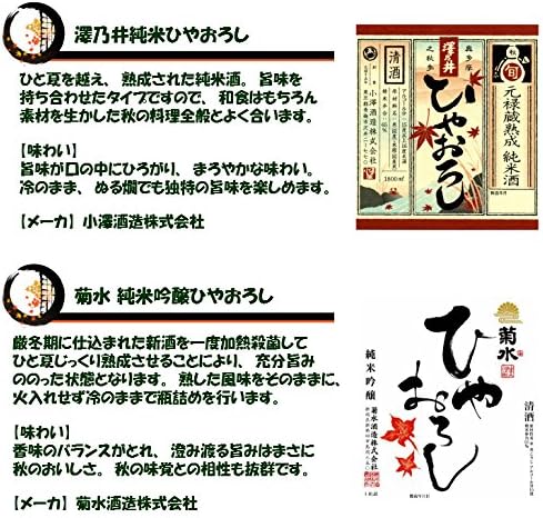 Amazon Co Jp 季節限定 2017年 ひやおろし飲み比べセット 1800ml ４本 澤乃井 菊水 出羽鶴 陸奥八仙 食品 飲料 お酒