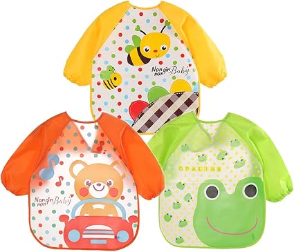 Bavoir Etanche A Manchs Longues Bebe Integral Bavoir Manger D Alimentation Bavoir De Jeu De Peinture Bavoirs Pour Les Enfants De 6 Mois A 3 Ans Tablier Multicolore Pour Enfants 3 Etanche