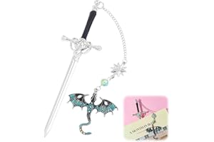 Metal Dragon Sword Bookmark - Vintage Fantasy Sword Book Mark with Tassel, Unique Dragon & Katana Bookmark for Book Lovers, I