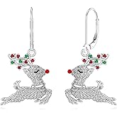 Lypic Christmas Earrings for Women 925 Sterling Silver Christmas Tree/Snowman/Snowflake/Penguin/Christmas Reindeer Dangle Earrings Winter Holiday Xmas Jewelry Birthday