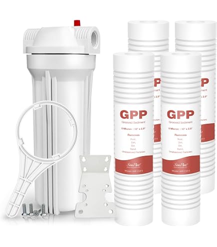 SimPure Whole House Water Filter Housing - 10 Inch, 3/4 NPT Inlet/Outlet, Includes Wrench & Extra O-Rings