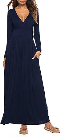 navy maxi dress with sleeves