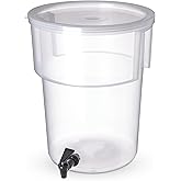 Carlisle FoodService Products Round Beverage Dispenser Drink Dispenser with Spigot for Catering, Plastic, 5 Gallons, Clear