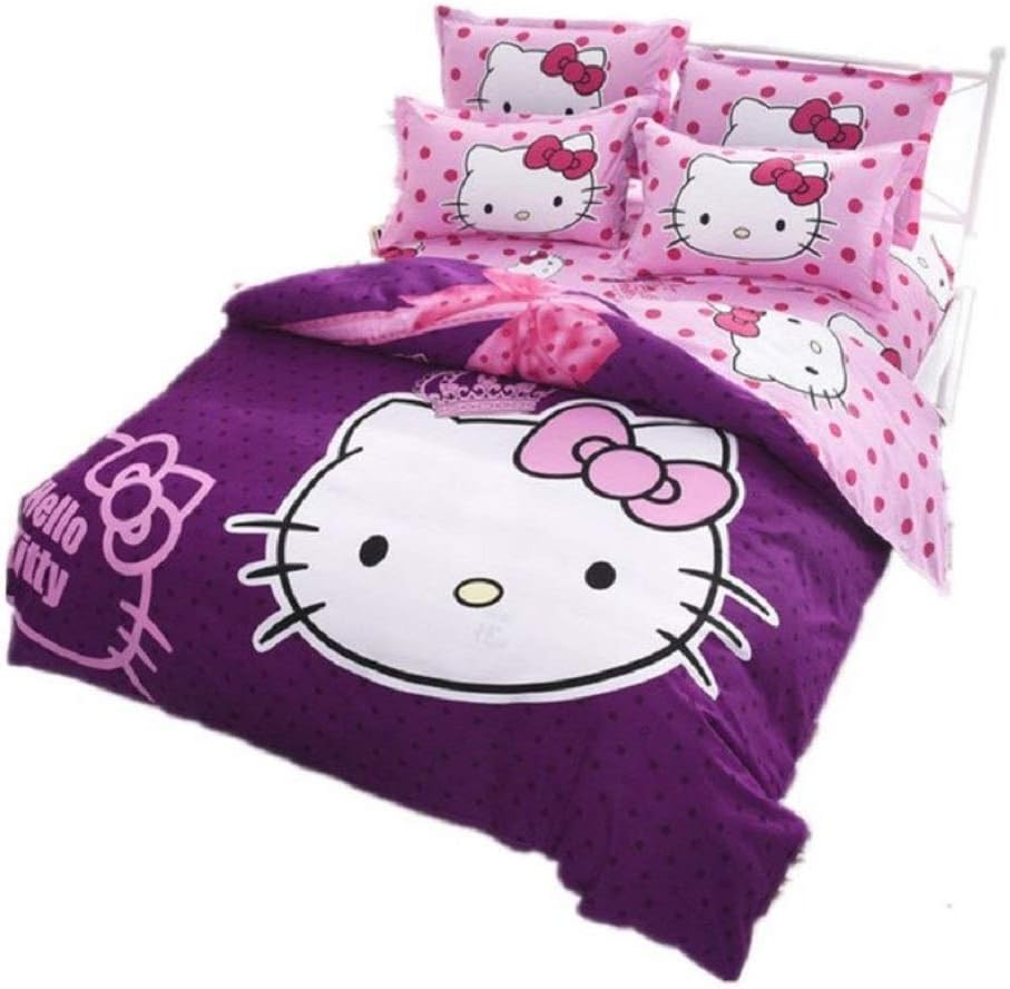 Giovanna Hello Kitty Reversible Children's Bed Set 3 Pieces for Bed 90cm 1x Duvet Cover for Duvet 1xBasement Sheet 1x Pillowcase Very Soft Touch