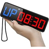 ANJANK Small Portable Gym Timer Clock, Strong Magnet, Workout Interval Timer with Powerful Battery, Stopwatch, Remote Control, Adjustable Brightness, Fitness Digital Timer for Home/Garage/Boxing