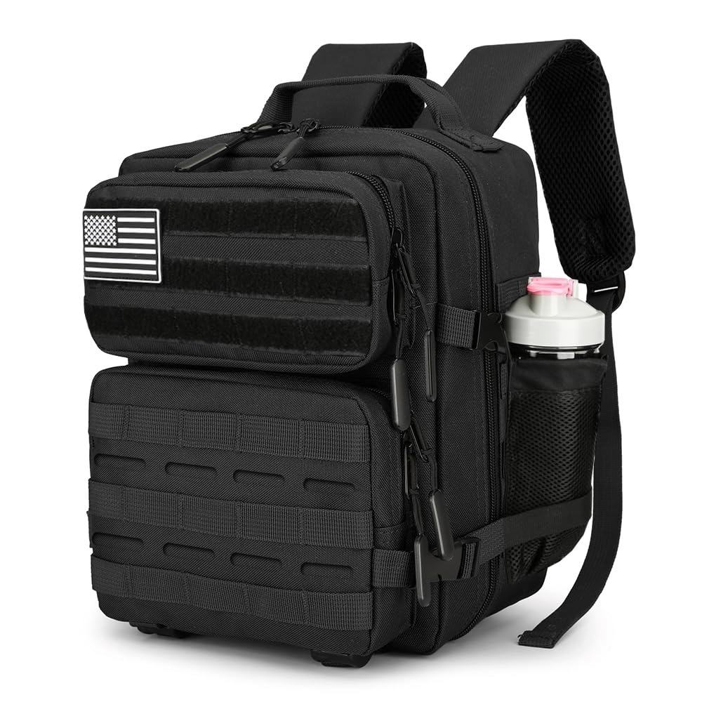 Photo 1 of ***NO FLAG***HongXingHai 9L Mini Tactical Backpack 9L Assault Pack 9L Tactical Backpack Hiking Fitness Backpack(Black)