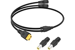 RIIEYOCA DC 8mm Y Branch Parallel Adapter Cable,14AWG 8mm Female to XT60 Female Solar Panel Power DC 8mm Plug,with DC 5.5x2.5