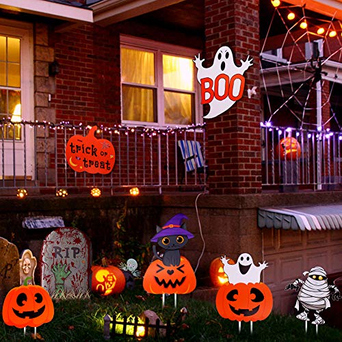 Halloween Decorations Outdoor 9 Pack Yard Signs，Large Pumpkin Ghost
