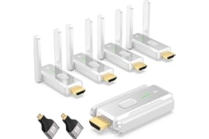ELALIGHT Wireless HDMI Transmitter and 4 Receivers 500FT/150M, 2.4G+5G Plug & Play Portable Wireless HDMI Splitter 1 to Multiple Screens for Video & Audio to Monitor from Laptop/PC/TV Box/Projector (1TX+4RX)