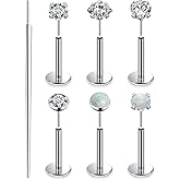 Lsnevsie 20G 18G 16G Threadless Flat Back Earrings Nose Rings Studs Astm F136 Titanium Push In Nose Ring Stud Tragus Helix Conch Cartilage Earrings Piercing Jewelry For Women Men Silver Hypoallergenic