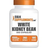 BulkSupplements.com White Kidney Bean Extract Capsules - White Kidney Beans Supplement, Herbal Supplement -Gluten Free, 2 Capsules per Serving, 360 Count (Pack of 1)