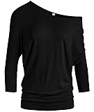 Simlu Dolman 3/4 Sleeve Drape Round Neck Top With