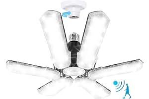 TANBABY Upgrade Motion Sensor Garage Light,Ultra Bright 18000LM Garage Light LED Ceiling with Motion,180W Deformable Garage Lighting,Screw in Motion Activated Garage Light for Basement Attic Shop