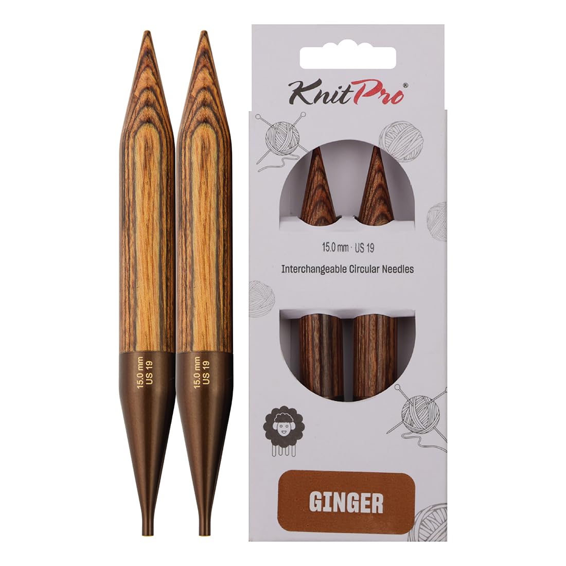 KnitPro Ginger Interchangeable Circular Needles 5" (13cm) | 15.00mm