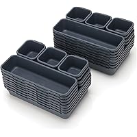 32 Pack Desk Drawer Organizers,3 Size Plastic Interlocking Shallow Drawer Organizer Tray Dividers Separators Storage Bins Con