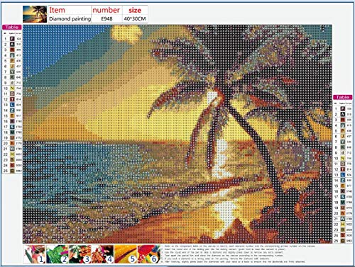 Diamond Painting Kit 16x12 Inch, Sunset by The Sea DIY 5D Diamond Painting Kits for Adults, Diamond Painting by Numbers for Adults, Paint with Diamonds for Home Wall Decor Gift Arts Craft (A)