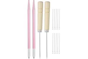 PATIKIL Doll Hair Rooting Holders Kit, 0.6mm Hair Rerooting Knitting Needles with Wood Awls Crochet Hooks Wig Tool for Hairs 