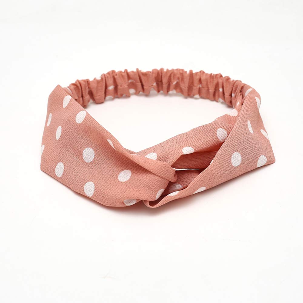 KAEHA SUN-082-06 Headbands Elastic Turban Head Wrap Style Decorative Scarf Hair Accessories for Women, Pink Wave Point