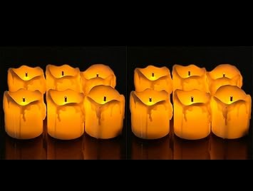 Satyam Kraft LED Tea Light Candles Diwali Gift /Home Decor/ Wedding/ Festivals / Anniversary / Diwali Decor /Gift- Yellow (Box Of 12)
